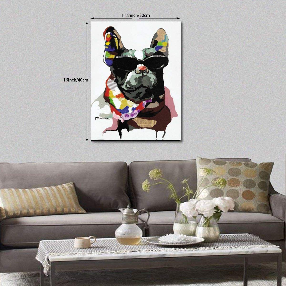 フレンチブルドック メガネ アート 絵画 新品 Amazon.co.jp: 犬 フレンチブルドッグ アート 黒白 眼鏡 喫煙